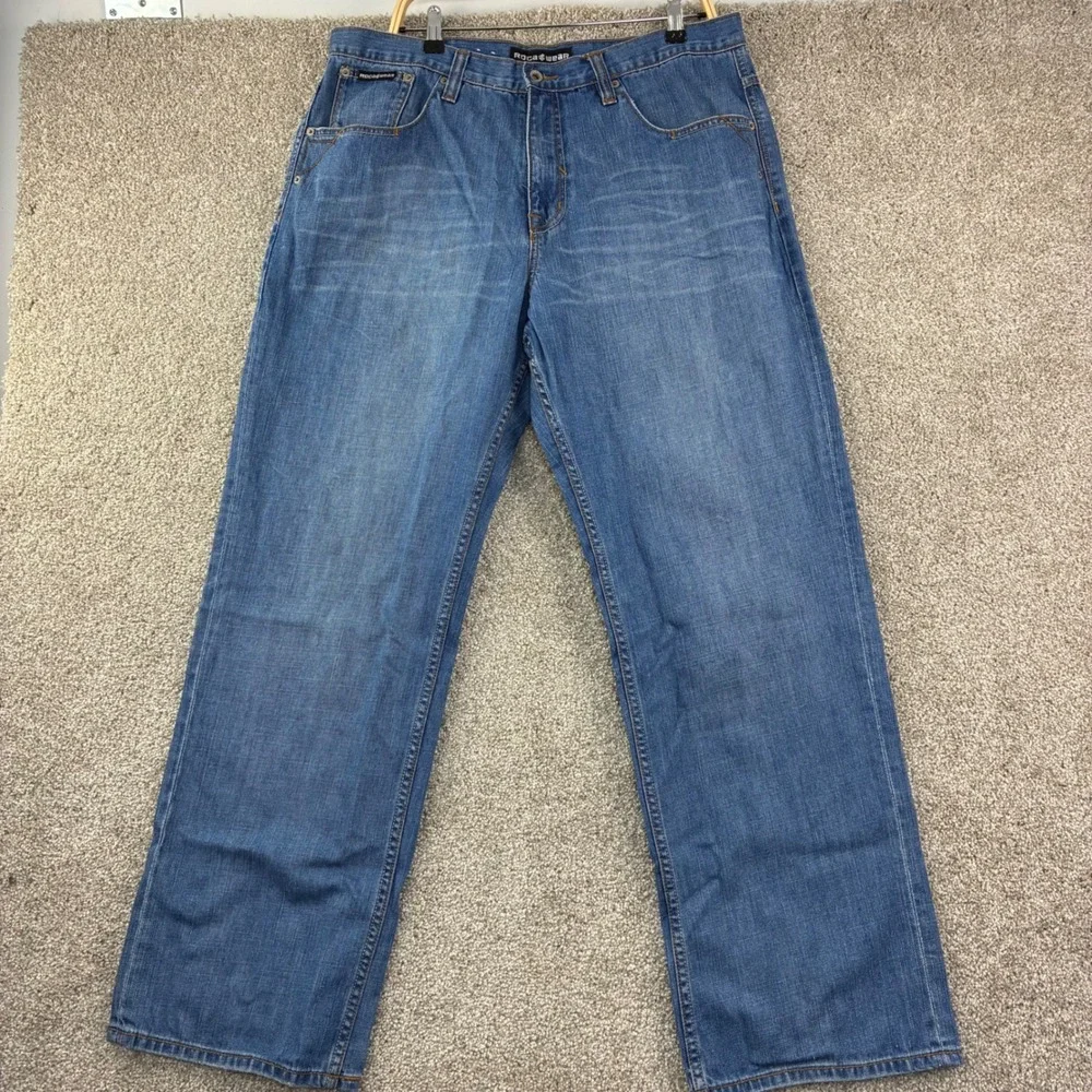 Rocawear Y2K Original Fit Jeans Mens 38x34 Denim Streetwear Y2K Baggy Straight